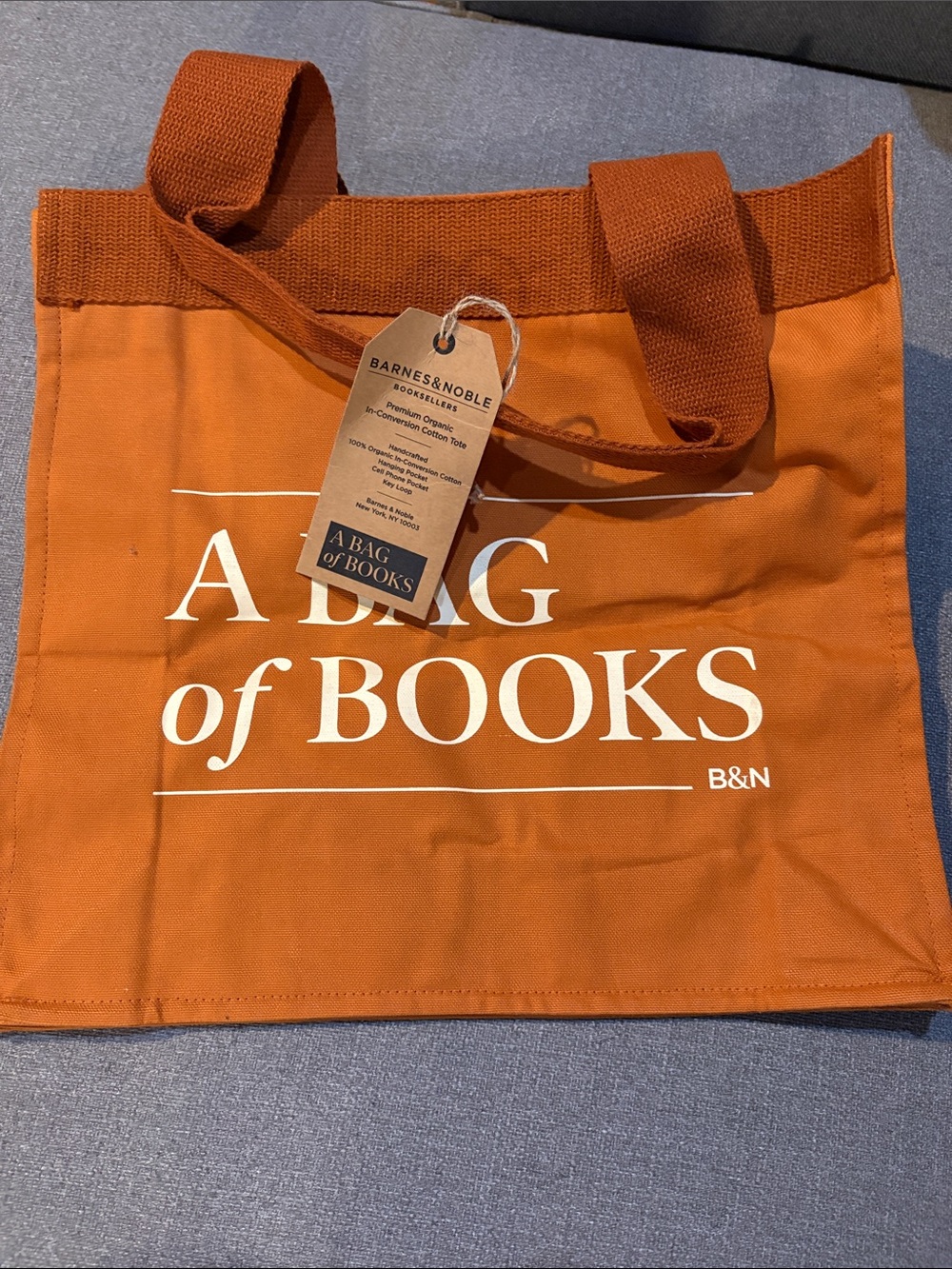Barnes & Noble Rust Orange 'A Bag of Books' Tote NWT